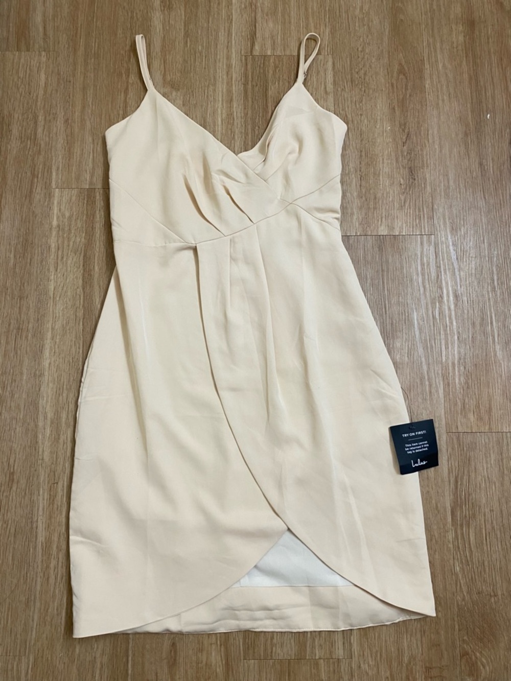 Lulu's Beige Wrap-Front Midi Dress - Picture 2 of 7